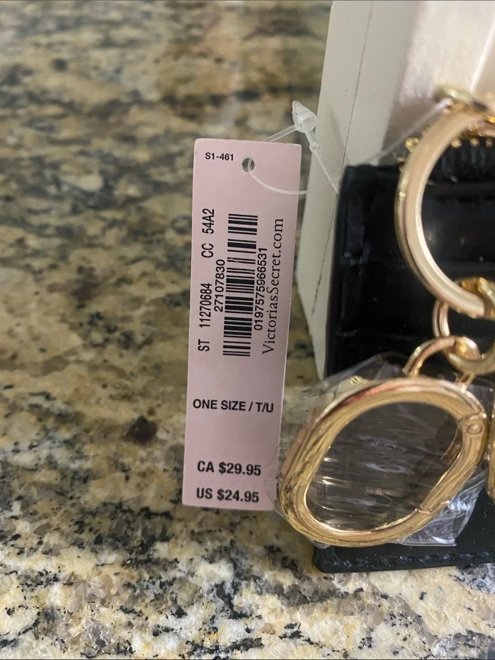 Victoria’s Secret zippered cardholder wallet with bag charm clip & keyring NWT - Picture 3 of 7